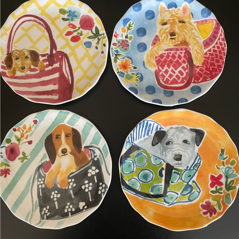 NWOT Pier 1 Stoneware dog Salad Plates